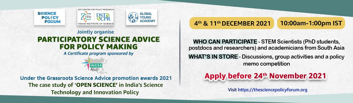 Certificate Programme: 'Participatory Science Advice for Policy Making'